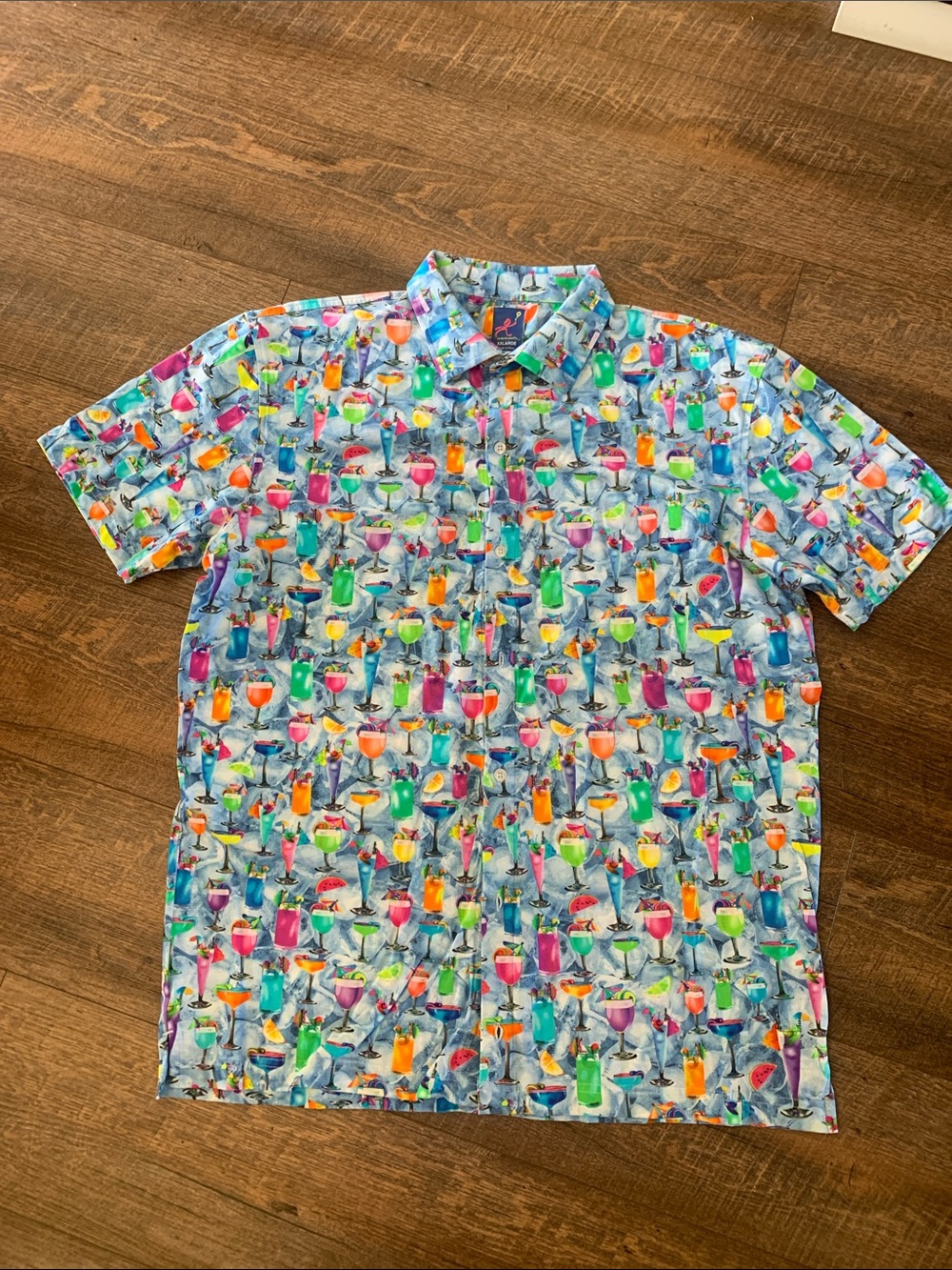 Michaels Men’s Short Sleeve Button-Down Shirt - Multicolor Cocktail Print XXL